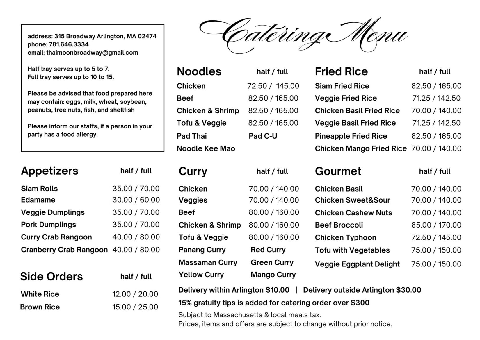 Catering Menu
